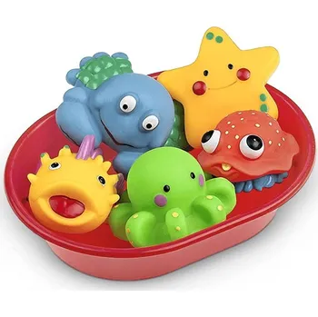 Hračka pro nejmenší Profibaby Set vanička a 5 mořských zvířátek mix barev