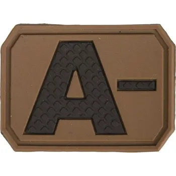 Nášivka MIL-TEC® Nášivka plast 3D na suchém zipu krevní skupina A- COYOTE