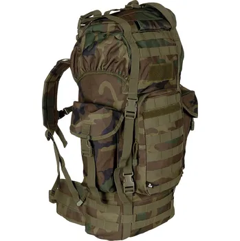 turistický batoh MFH Batoh bojový MOLLE 65l polstrovaný ALU výztuha WOODLAND