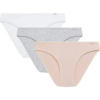 Kalhotky Sada 3 kalhotek Atlantic 3CLP-001 bikini A'3 S-XL Velikost: XL, Barva: beż jasny-biały-szary jasny