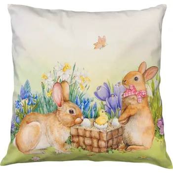 Povlak na polštářek SKANTEX Povlak - VELIKONOCE - ZAJÍČCI NA LOUCE velikost:: 40 x 40 cm