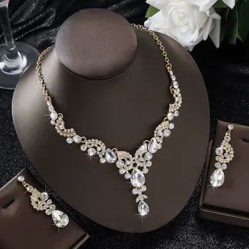 Souprava šperků B-TOP Elegantní krystalová souprava White Crystal - pozlacená