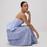 Reserved - Maxi sukně s vyšívanými květy - bleděmodrá - 834EV-05X - 834EV-05X-S