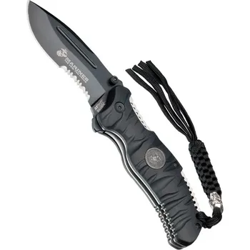 Bojový nůž Nůž zavírací USMC REAPER kombinované ostří ČERNÝ