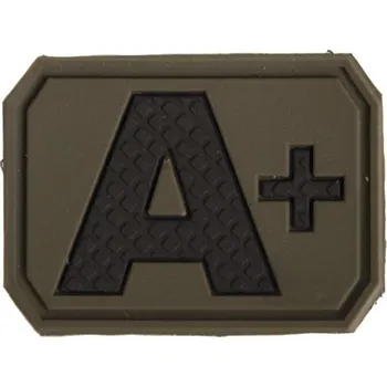Nášivka MIL-TEC® Nášivka plast 3D na suchém zipu krevní skupina A ZELENÁ