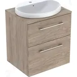 Geberit Selnova Square Skříňka s umyvadlem, 59x50x70 cm, 2 zásuvky, ořech hickory, 502.870.00.1