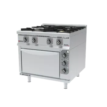 Sporák GastroHaal P.SPE-940-SC Plynový sporák s horkovzdušnou troubou - vařidlo, 4x hořáky (Practic, Plynový 4 hořákový sporák - vařidlo s horkovzdušnou troubou - P.SPE-940-SC)