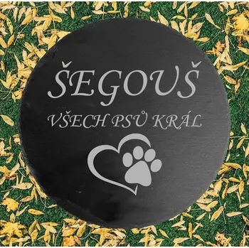 Smuteční dekorace JWD Náhrobek pro psa s textem, břidlice, kulatá 15 cm