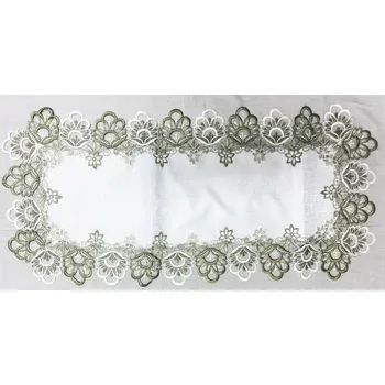prostírání Top textil Prostírání dekorační s krajkou 40x90 cm bílá/zelená