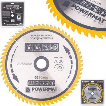 Pilový kotouč POWERMAT TDD-255x30x60Z Pilový kotouč na dřevo 255x30mm 60Z