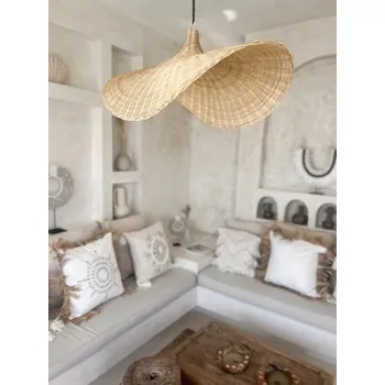 Závěsné svítidlo ratanové pletené ručně přírodní KLOBOUK 80x30