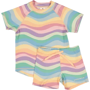 Kojenecká souprava Dětská UV souprava triko s krátkým rukávem a kraťasy Rainbow Geggamoja Velikost: 86/92