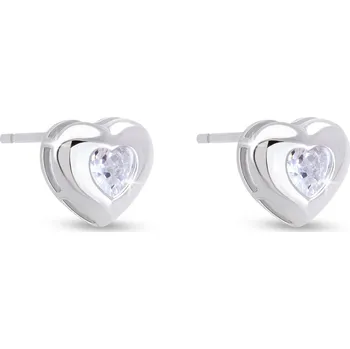 Náušnice Stříbrné náušnice srdíčka se zirkonem 3475