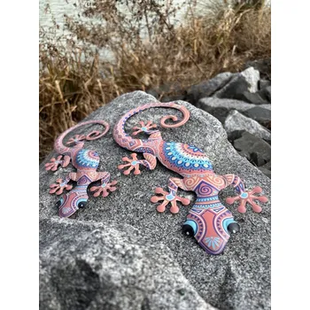 Obraz Kovové ještěrky s motivem mandaly - sada 2ks