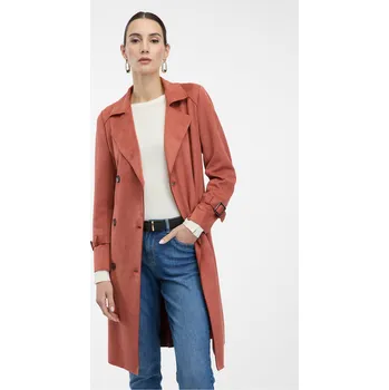 Dámský kabát Orsay Cihlový dámský trenčkot v semišové úpravě - Dámské Orsay tmavě červená 2425671