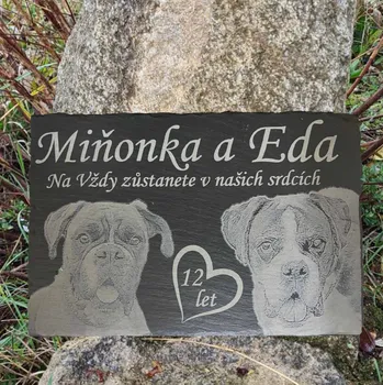 Smuteční dekorace Náhrobek pro psa s fotkou, břidlice, 30x20