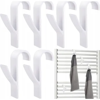 Sada 6ks univerzálnych háčikov na uterák - Biela