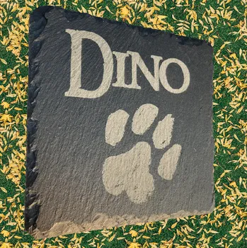 Smuteční dekorace JWD Náhrobek pro psa s textem z břidlice, pomník pro pejska s fotkou., břidlice, 30x30