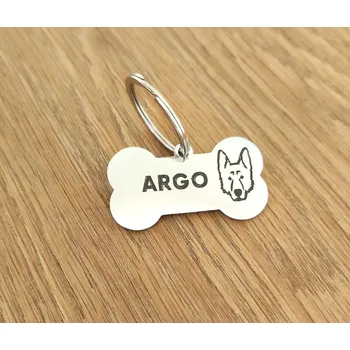 psí známka Psí známka s hlavou plemene Barva: platina