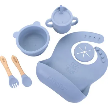 dětská jídelní sada Kapsáček Pěti dílná sada silikonového nádobí Barva: Béžová