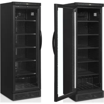 Lednice TEFCOLD Prosklená Lednice CEV 425 Black L/H + AKCE | na Nápoje, Černá, Levé panty, 345 l, v. 184 cm, 5 polic, Servis ČR