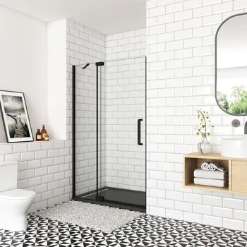 Sprchové dveře Sprchové dveře AIRLINE BLACK B5 100 jednokřídlé s pevnou stěnou 95-100 x 195, L/P varianta H K