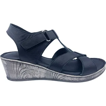 Dámské sandále Dámské kožené sandále na klínku Looke LYSANDRA L1146 černé Velikost: 40 (EU)