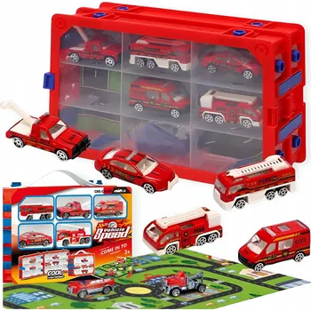 autíčko SADA AUTÍČEK S DRÁHOU HASIČI HASIČSKÉ AUTO V KRABICI