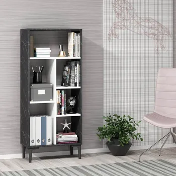 Knihovna LOUDEN regál na nožičkách, antracit / bílá