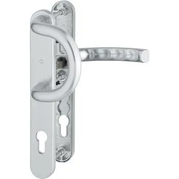 Dveřní kování Sada klika-oblouk. madlo, LIEGE, úzký štítek-šířka 36 mm, 67-72, F1 stříbrná