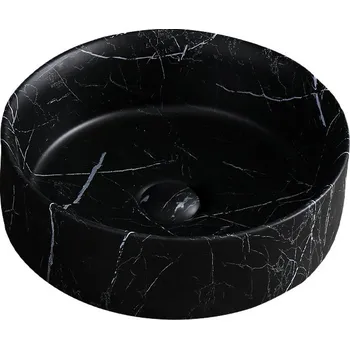 Umyvadlo BPS-koupelny Keramické umyvadlo na desku HYD-LA-MTB-MAR5-360 ø36 cm, černý mramor