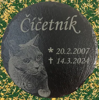 Smuteční dekorace JWD Elegantní náhrobek pro psa nebo kočku. Zvířecí náhrobek z břidlice. kulatá 30 cm