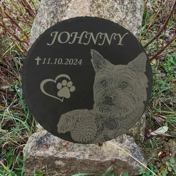 Smuteční dekorace Elegantní náhrobek pro psa nebo kočku. Zvířecí náhrobek z břidlice.