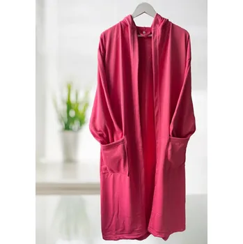Dámský župan Top textil Župan s kapucí růžový Velikost: M