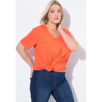 Ulla Popken, Plus size Tričko, ozdobné sklady, A střih, kulatý výstřih, krátké rukávy, modal pro plnoštíhlé nadměrná velikost, 796473510-1131, červený, 54/56, Nadměrné velikosti, Plus size oblečení, Oblečení pro boubelky, Oblečení pro baculky, Oblečení pr