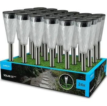 Dekorativní svítidlo Svítidlo solární ML-GS020 LED zahradní zápich Torch 35cm, nerez - stříbrné