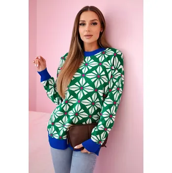 Dámský svetr Svetr s geometrickým motivem zelené barvy Kesi Other 3100584