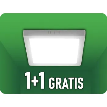 LED panel LED PŘISADENÝ PANEL S NAPÁJECÍM ZDROJEM 18W, ČTVEREC, 1+1 zadarmo! Neutrální bílá