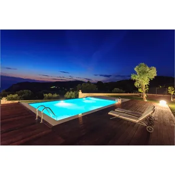 CF kompletní bazénový set šedá fólie (bazén, premiová filtrace, folie, skimmer) BLOCK DELUXE 7,0 x 3,5 x 1,5 m / 0,8 mm