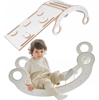 Dětská houpačka Houpačka, houpací síť + skluzavka - Montessori MDF BÍLÁ 85 cm dárek k výročí