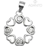 Stříbrný přívěsek srdíčka v kolečku se zirkony