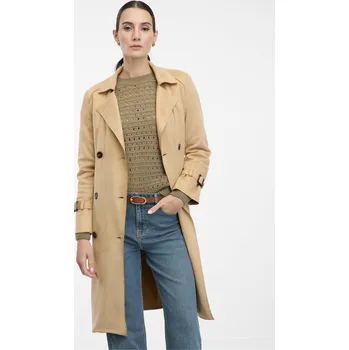 Dámský kabát Orsay Béžový dámský trenčkot v semišové úpravě - Dámské Orsay krémová 2425670