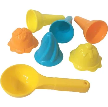Hračka na písek PL Formičky zmrzlina set 3 kornouty s kopečkem zmrzliny se lžící na písek