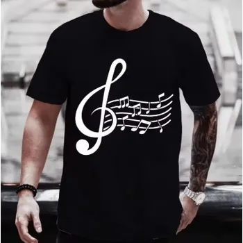 Hudebniny Tričko s hudebním potiskem XL - notová osnova