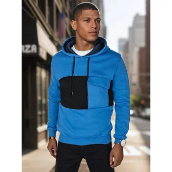 Pánská móda Modrá pánská mikina s kapsou na hrudi BX5912 Velikost: XL