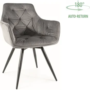 Jídelní židle Otočná jídelní židle s područkami Mango Velvet - Bluvel šedá/černé nohy