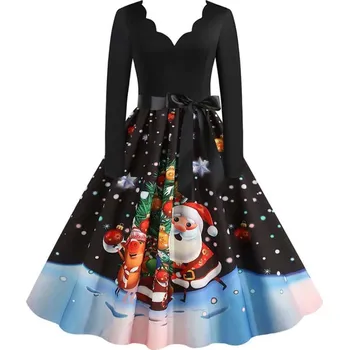 Dámské šaty Vánoční šaty s vlnitým výstřihem Velikost: M, Barva (Varianta): WQ1773-006