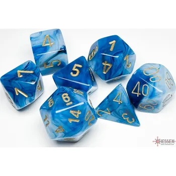 Příslušenství k deskovým hrám Chessex Sada 7 kostek Chessex - Phantom Teal / gold - 27489