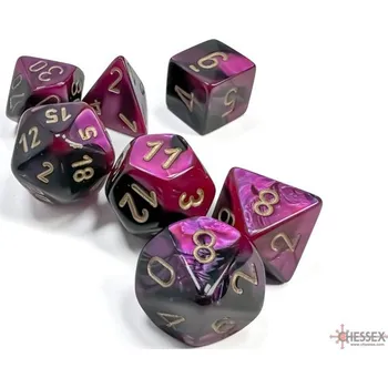 Příslušenství k deskovým hrám Chessex Sada 7 kostek Chessex - Gemini Black - Purple / gold- 26440