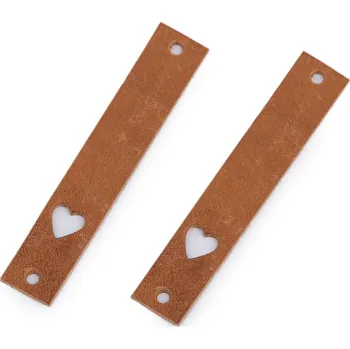 Kožený štítek srdce 12x70 mm